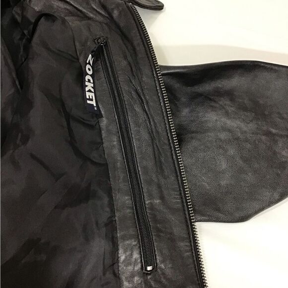 Black Leather Jacket Mercedes Logo New Size Small - Picture 12 of 16